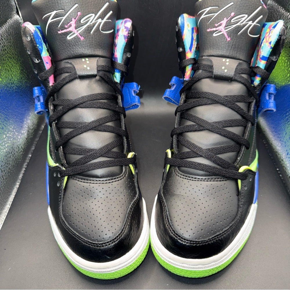 Size 7Y - Nike Air Jordan Flight 45, Black/Lime, 524865-029, VINTAGE, Flawed
